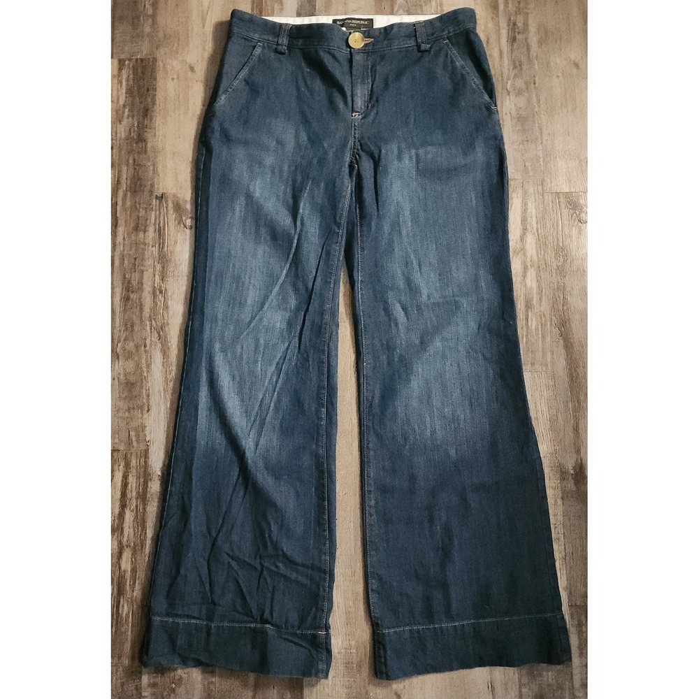 Banana Republic Wide Leg Pants Womens 4 Blue Denim Cotton Trouser 261410